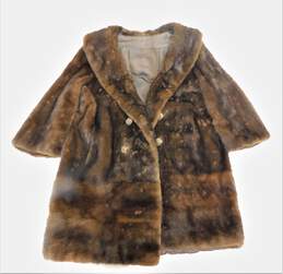 Vintage Women's Mink Fur Coat With Brass Tone Ornate Buttons