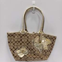 Coach Signature Bleeker Floral Brown and Tan Tote Purse
