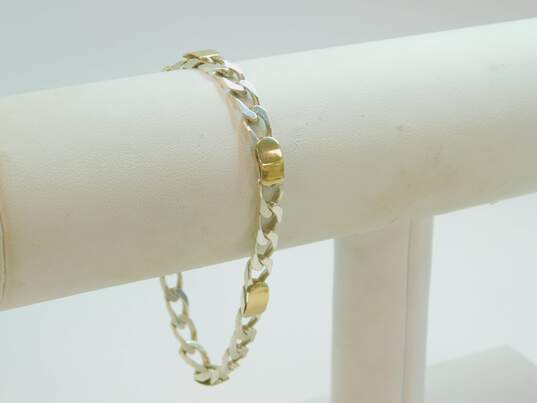 Tiffany & Co 925 Silver & 18K Yellow Gold Chain Bracelet With Dust Bag 15.9g image number 8