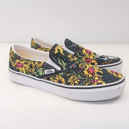 VANS Beauty Skull Floral Slip On Sneakers Shoes Women's Size 10 image number 1