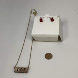 Designer Betsey Johnson Gold-Tone Chain Pendant Necklace And Earrings Set alternative image