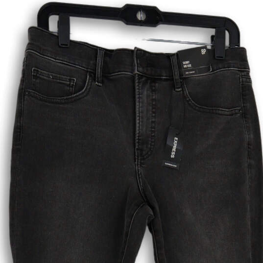 NWT Womens Black Denim Dark Wash Mid Rise Skinny Leg Jeans Size 8P image number 3