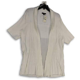 NWT Womens White Short Sleeve Pleated Open Front Cardigan Sweater Sz 22/24