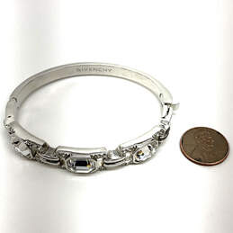 Designer Givenchy Silver-Tone Clear Crystal Stone Hinged Bangle Bracelet alternative image