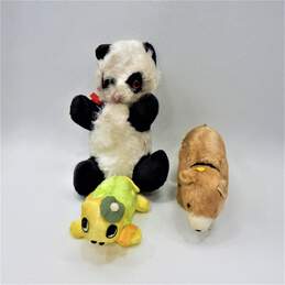 Vintage Carnival Prize Fuzzy Plush Toys Panda Bear Turtle Brown Bear