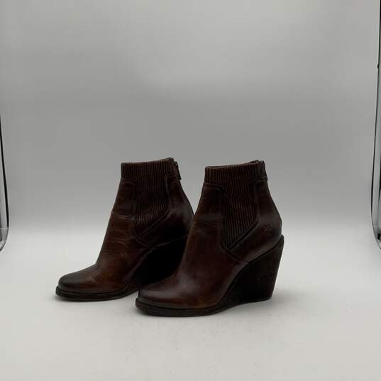 Womens Carrie Scrunch 3476229 Brown Leather Wedge Heel Ankle Booties Size 7M image number 1