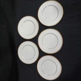 Bundle of Five White with Gold Tone Trim Bone China Narumi Wheaton Bread Plates alternative image