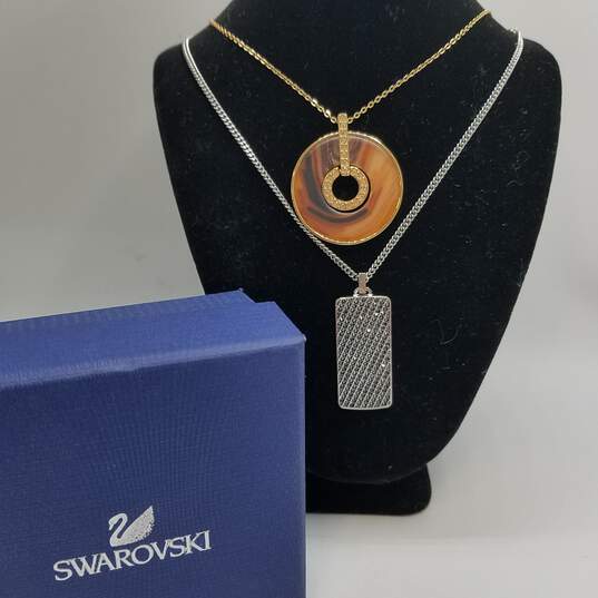 Swarovski Assorted Crystal Pendant Necklace Bundle 2pcs W/Box 28.1g image number 1