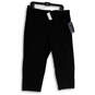 NWT Womens Black Elastic Waist Pull-On Floating Rivets Capri Pants Size 16 image number 1