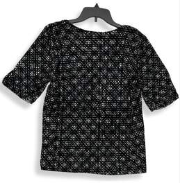 Womens Black Floral Round Neck 3/4 Sleeve Stylish Pullover Blouse Large alternative image