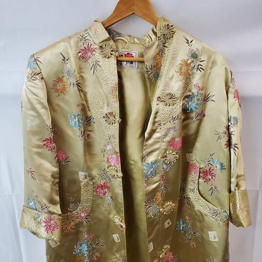 Vintage Peony Shanghai China Gold Multicolor Duster Coat in Size 38 image number 2