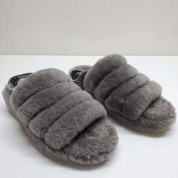 UGG FLUFF YEAH Charcoal Slide Slipper Sandal Women's Size 9 alternative image