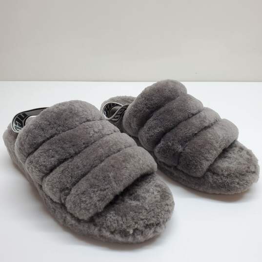 UGG FLUFF YEAH Charcoal Slide Slipper Sandal Women's Size 9 image number 2