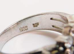 Sterling Silver CZ Pearl Clear Rhinestone Flower Ring & Leaf Brooch 14.3g alternative image