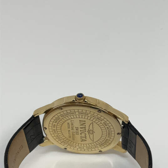 Designer Invicta Gold-Tone 5108 Quartz Leather Strap Analog Wristwatch image number 3
