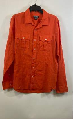 Michael Kors Mens Orange Chest Pockets Spread Collar Button-Up Size Large