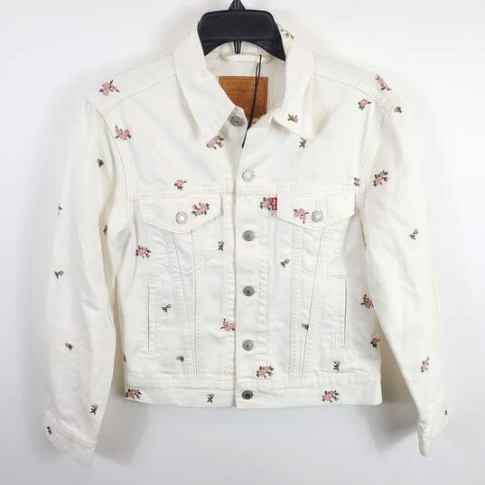 Levi's Women White Embroidered Jean Jacket XXS image number 1