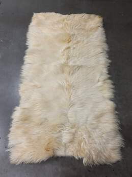 Vintage White Fur Animal Skin Rug