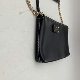Womens Black Leather Zipper Semi Chain Strap Shoulder Handbag Purse alternative image