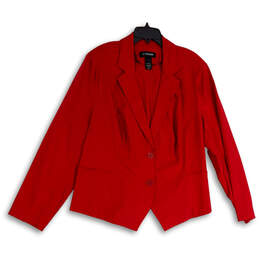 Womens Red Notch Lapel Pockets Single Breasted Two Button Blazer Sz 22/24W