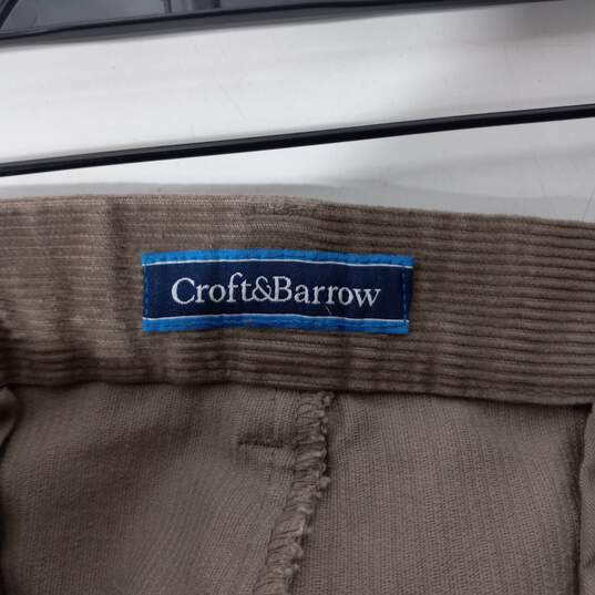 Croft & Barrow Men's Brown Corduroy Pleated Dress Pants Size 40x32 image number 3