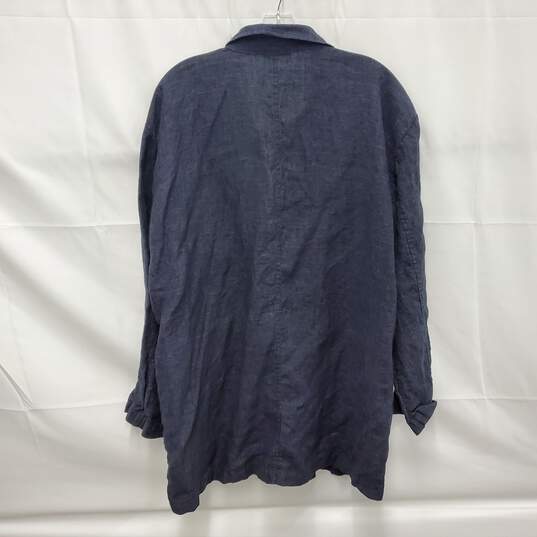 Eileen Fisher WM's 100% Organic Linen Denim Dark Blue Jacket Size L image number 2