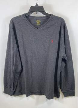 Polo Ralph Lauren Men Gray V Neck Long Sleeve Shirt XL