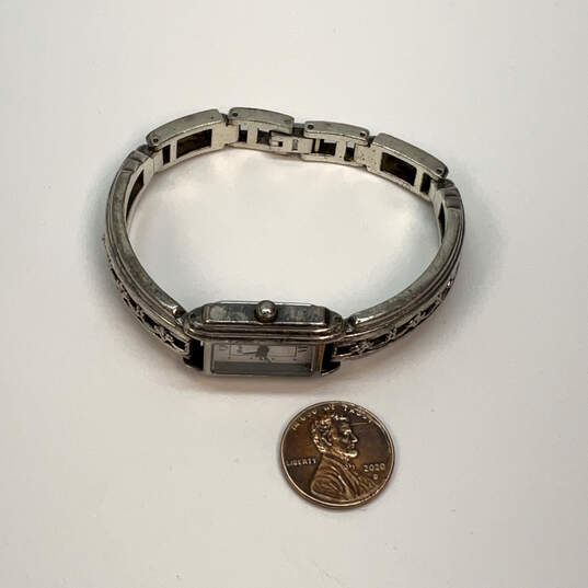 Designer Brighton Silver-Tone Rectangle White Dial Analog Wristwatch image number 3