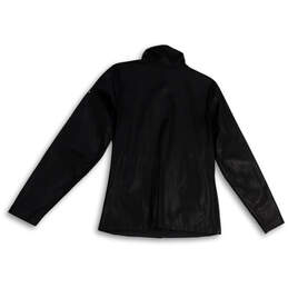 Womens Black Mock Neck Pockets Long Sleeve Full-Zip Jacket Size Medium alternative image