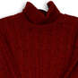 Men's Rust Cable-Knit Turtleneck Neck Long Sleeve Pullover Sweater Size M image number 3
