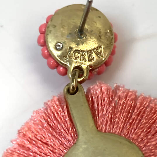 Designer J. Crew Gold-Tone Pink Fashionable Dangle Drop Earrings image number 4