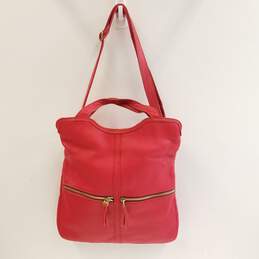 Fossil Pebble Leather Erin Tote Red