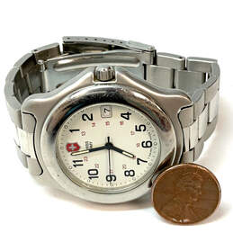 Designer Swiss Army Silver-Tone White Round Dial Analog Wristwatch alternative image