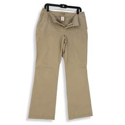 Womens Brown Flat Front Pockets Straight Leg Chino Pants Size 10
