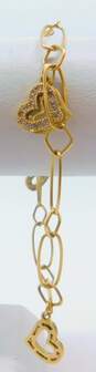 14K Yellow Gold Romantic Cubic Zirconia Long & Short Chain Bracelet 8.1g image number 1