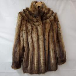 Vintage Brown Possum Fur Coat Women's M