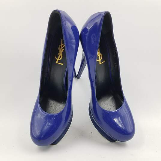 Yves Saint Laurent Patent Platform Pump Women's Sz.37.5 Royal Blue image number 6
