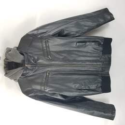 Vince Camuto Men Black Faux Leather Jacket M