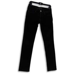Womens Black Denim Dark Wash Pockets Stretch Skinny Leg Jeans Size 4