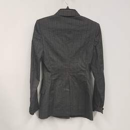 NWT Womens Gray Pinstriped Stretch Double Breasted Blazer Jacket Size 36 alternative image