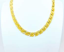 VNTG Crown Trifari Gold Tone Leaf Necklace 52.0g