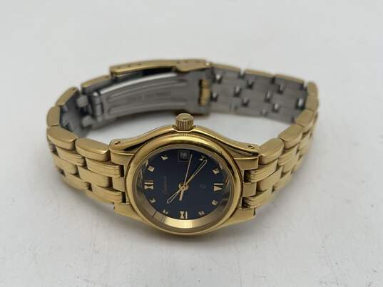Womens Gold Tone Water Resistance Stainless Steel Round Wristwatch 68g image number 1