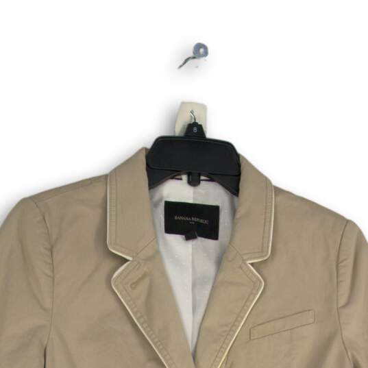 Banana Republic Womens Beige Notch Lapel Long Sleeve Two Button Jacket Size 10 image number 3