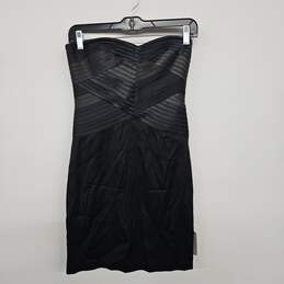Black Sleeveless Pleated Satin Dress