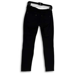 Womens Black Denim Dark Wash Pockets Stretch Skinny Leg Jeans Size SP alternative image