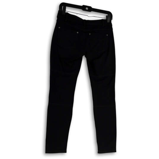 Womens Black Denim Dark Wash Pockets Stretch Skinny Leg Jeans Size SP image number 2