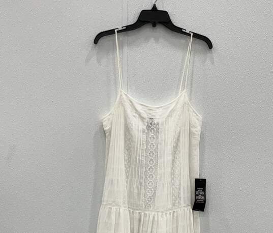 NWT Womens White Sleeveless Spaghetti Strap Midi A-Line Dress Size Medium image number 3