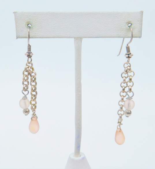 Romantic 925 Sterling Silver Pink & Purple Crystal Bead Necklace Drop Earrings Bracelet & Rings 16.5g image number 3