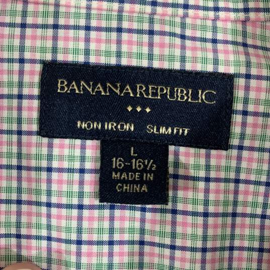 Men's Multicolor Tattersall Banana Republic Non-Iron Button-Up, Sz. L image number 3
