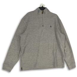 Polo Ralph Lauren Mens Gray 1/4 Zip Mock Neck Long Sleeve Pullover Sweater Sz XL
